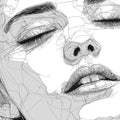 Abstract Contour Portrait Mural Wallpaper — Minimalist Line Art Mural Wallpaper - room preview 04