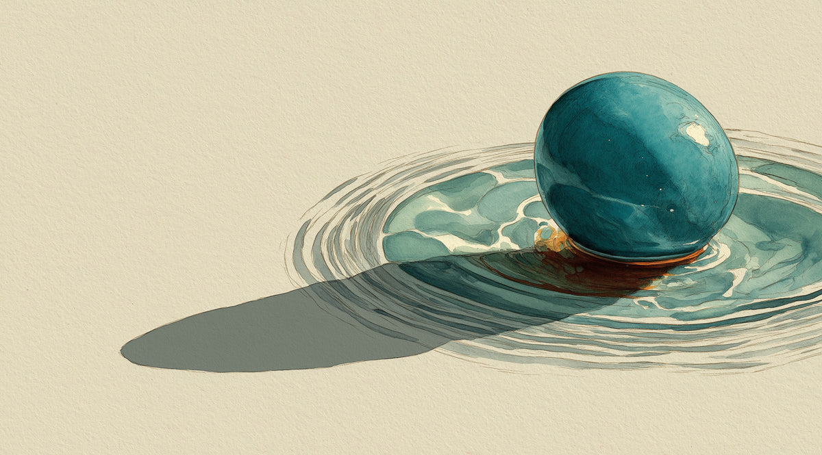 Minimalist Teal Orb Mural Wallpaper — Abstract Still Life Design Mural Wallpaper - room preview 04