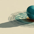 Minimalist Teal Orb Mural Wallpaper — Abstract Still Life Design Mural Wallpaper - room preview 04