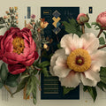 Vintage Peony Botanical Study Mural Wallpaper — Antique Aesthetic Mural Wallpaper - room preview 04