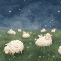 Winged Sheep Starry Meadow Mural Wallpaper — Whimsical Night Sky Mural Wallpaper - room preview 04