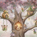 Fairy Tree House Mural Wallpaper — Whimsical Watercolor Illustration Mural Wallpaper - room preview 04