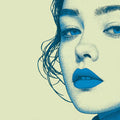 Stippled Portrait Mural Wallpaper — Blue Pop Art Graphic Design Mural Wallpaper - room preview 04