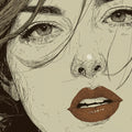 Woman Portrait Sketch Mural Wallpaper — Artistic Graphite Design Mural Wallpaper - room preview 04