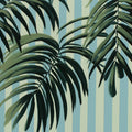Palm Foliage Mural Wallpaper —Painted Botanical Stripes Mural Wallpaper - room preview 04