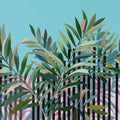 Modern Tropical Stripe Mural Wallpaper —Eclectic Botanical Art Mural Wallpaper - room preview 04