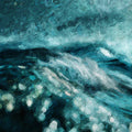 Impressionist Seascape Mural Wallpaper — Deep Teal Ocean Waves Mural Wallpaper - room preview 04