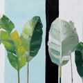 Textured Banana Leaf Mural Wallpaper —Modern Oil Painting Style Mural Wallpaper - room preview 04