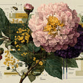 Peony Botanical Schematic Mural Wallpaper — Vintage Blueprint Art Mural Wallpaper - room preview 04