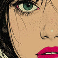 Graphic Comic Portrait Mural Wallpaper — Bold Teal and Magenta Mural Wallpaper - room preview 04