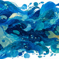 Water Goddess and Goldfish Mural Wallpaper — Fluid Blue Illustration Mural Wallpaper - room preview 04