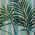 Striped Palm Leaf Mural Wallpaper — Botanical Retro Decor Mural Wallpaper - room preview 04