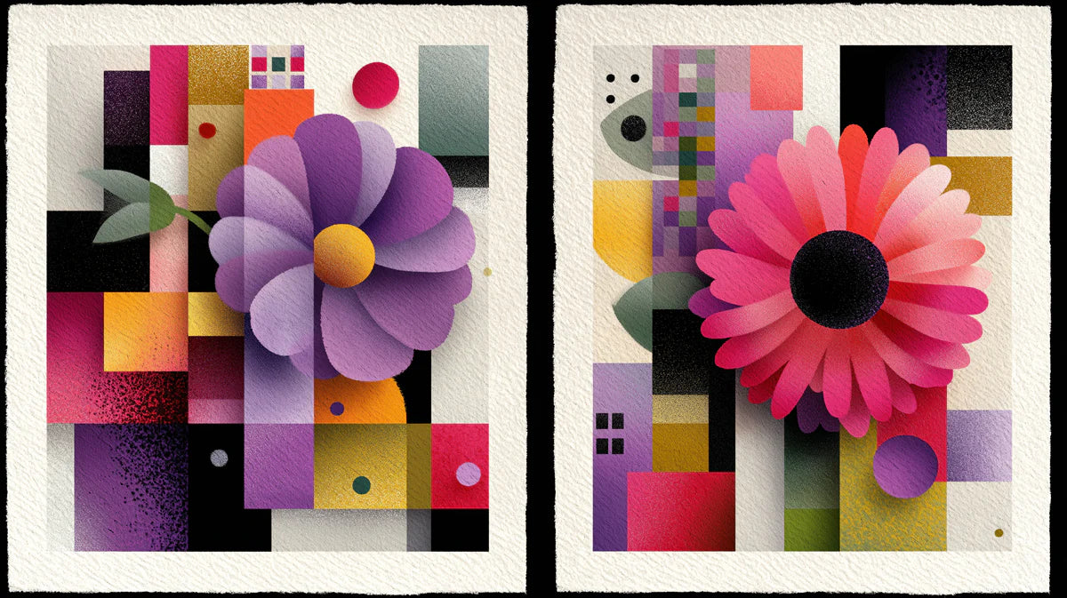 Abstract Floral Geometric Mural Wallpaper — Paper-Cut Style Art Mural Wallpaper - room preview 04