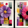 Abstract Floral Geometric Mural Wallpaper — Paper-Cut Style Art Mural Wallpaper - room preview 04