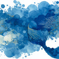 Watercolor Mermaid Silhouette Mural Wallpaper with Gold Accents Mural Wallpaper - room preview 04