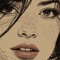 Stippled Portrait Illustration Mural Wallpaper — Artistic Sketch Mural Wallpaper - room preview 04
