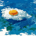 Fried Egg Water Splash Mural Wallpaper —Quirky Pop Art Design Mural Wallpaper - room preview 04