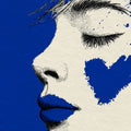 Blue Heart Portrait Mural Wallpaper — Urban Pop Art Sketch Mural Wallpaper - room preview 04