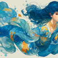 Mermaid and Koi Fish Mural Wallpaper — Whimsical Aquatic Art Mural Wallpaper - room preview 04