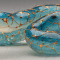 Glass Blue Snake Mural Wallpaper with Gilded Lattice Design Mural Wallpaper - room preview 04