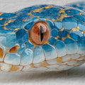 Cobalt Serpent Macro Mural Wallpaper — Gilded Reptilian Texture Mural Wallpaper - room preview 04