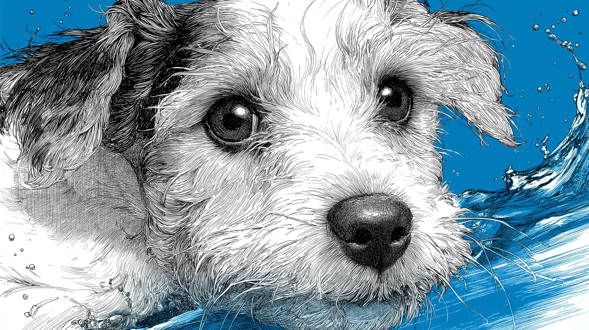 Dog Splash Portrait Mural Wallpaper — Dynamic Illustration Art Mural Wallpaper - room preview 04