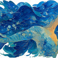 Ocean Spirit Wave Mural Wallpaper — Intricate Blue and Gold Design Mural Wallpaper - room preview 04