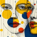 Abstract Face Line Art Mural Wallpaper — Pop Art Influence Mural Wallpaper - room preview 04