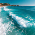 Turquoise Coastal Wave Mural Wallpaper — Refreshing Seaside View Mural Wallpaper - room preview 04