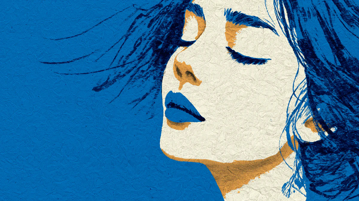 Blue Silhouette Portrait Mural Wallpaper — Modern Graphic Art Mural Wallpaper - room preview 04