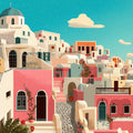 Mediterranean Hillside Mural Wallpaper — Coastal Village Scene Mural Wallpaper - room preview 04