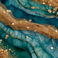 Teal and Gold Agate Slice Mural Wallpaper — Modern Fluid Art Mural Wallpaper - room preview 04