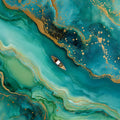 Emerald Fluid Agate Mural Wallpaper with Gold Foil Accents Mural Wallpaper - room preview 04