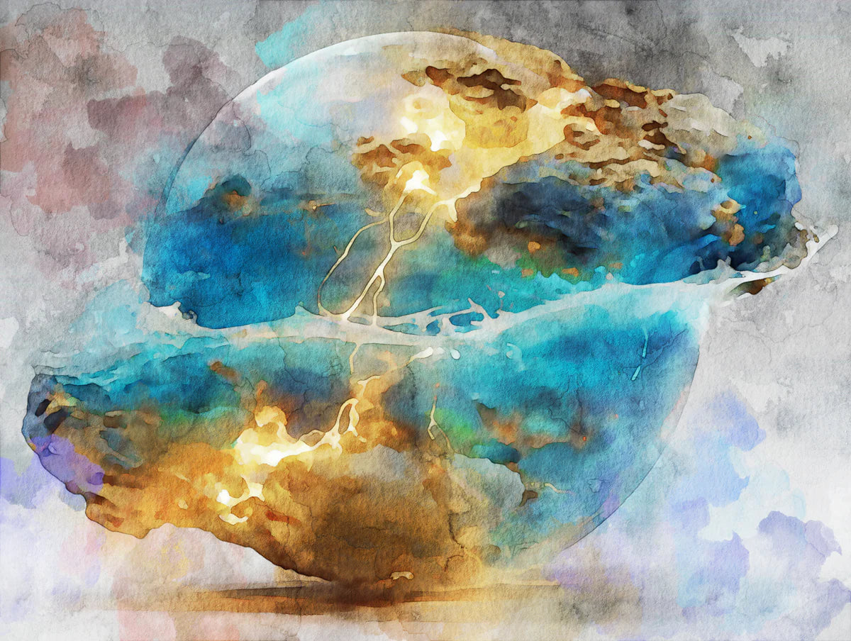 Celestial Orb Abstract Mural Wallpaper — Watercolor Nebula Art Mural Wallpaper - room preview 04