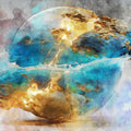 Celestial Orb Abstract Mural Wallpaper — Watercolor Nebula Art Mural Wallpaper - room preview 04