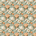 Vintage Peony Floral Mural Wallpaper — Soft Teal and Peach Mural Wallpaper - room preview 04