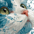 Cat Splash Portrait Mural Wallpaper — Dynamic Blue Liquid Art Mural Wallpaper - room preview 04