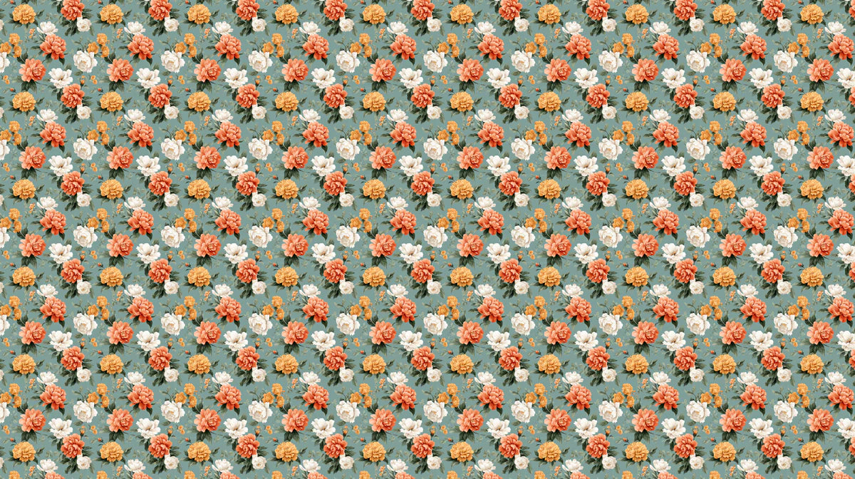 Vintage Peony Floral Mural Wallpaper — Soft Sage and Amber Botanical Mural Wallpaper - room preview 04