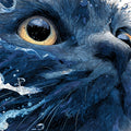 Black Cat Water Splash Mural Wallpaper — Artistic High Contrast Mural Wallpaper - room preview 04