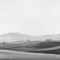 Solitary Tree Landscape Mural Wallpaper — Minimalist Monochrome Mural Wallpaper - room preview 04