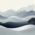 Minimalist Landscape Mural Wallpaper — Zen Mountain Hillscape Mural Wallpaper - room preview 04
