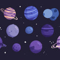 Cosmic Planets Pattern Mural Wallpaper — Whimsical Galaxy Theme Mural Wallpaper - room preview 04