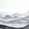Ink Wash Mountain Solitary Tree Mural Wallpaper — Zen Landscape Mural Wallpaper - room preview 04