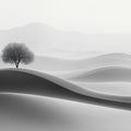 Solitary Tree in Desert Dunes Mural Wallpaper — Minimalist Landscape Mural Wallpaper - room preview 04