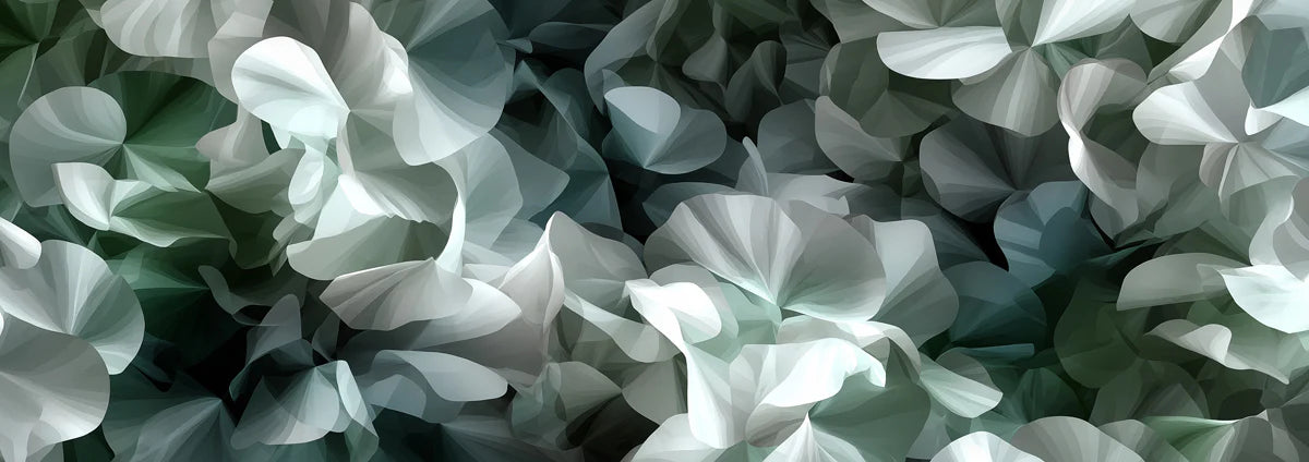 Abstract Petal Layers Mural Wallpaper in Sage and Charcoal Mural Wallpaper - room preview 04