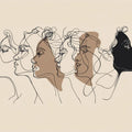 Continuous Line Female Profiles Mural Wallpaper — Minimalist Aesthetic Mural Wallpaper - room preview 04
