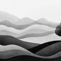 Minimalist Rolling Hills Mural Wallpaper in Monochrome Shades Mural Wallpaper - room preview 04