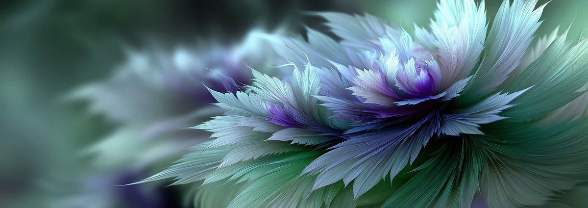 Ethereal Fractal Bloom Mural Wallpaper — Digital Floral Art Mural Wallpaper - room preview 04