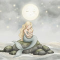 Mermaid Mother and Child Mural Wallpaper — Gentle Night Scene Mural Wallpaper - room preview 04