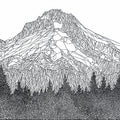 Stippled Mountain Peak Mural Wallpaper — Hand-Drawn Ink Sketch Mural Wallpaper - room preview 04